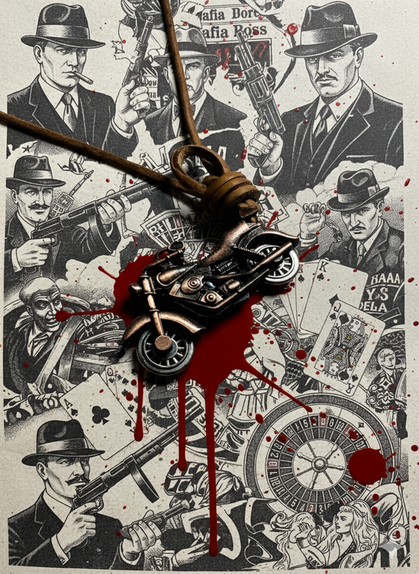 Vintage Rider Motorcycle Leather Necklace