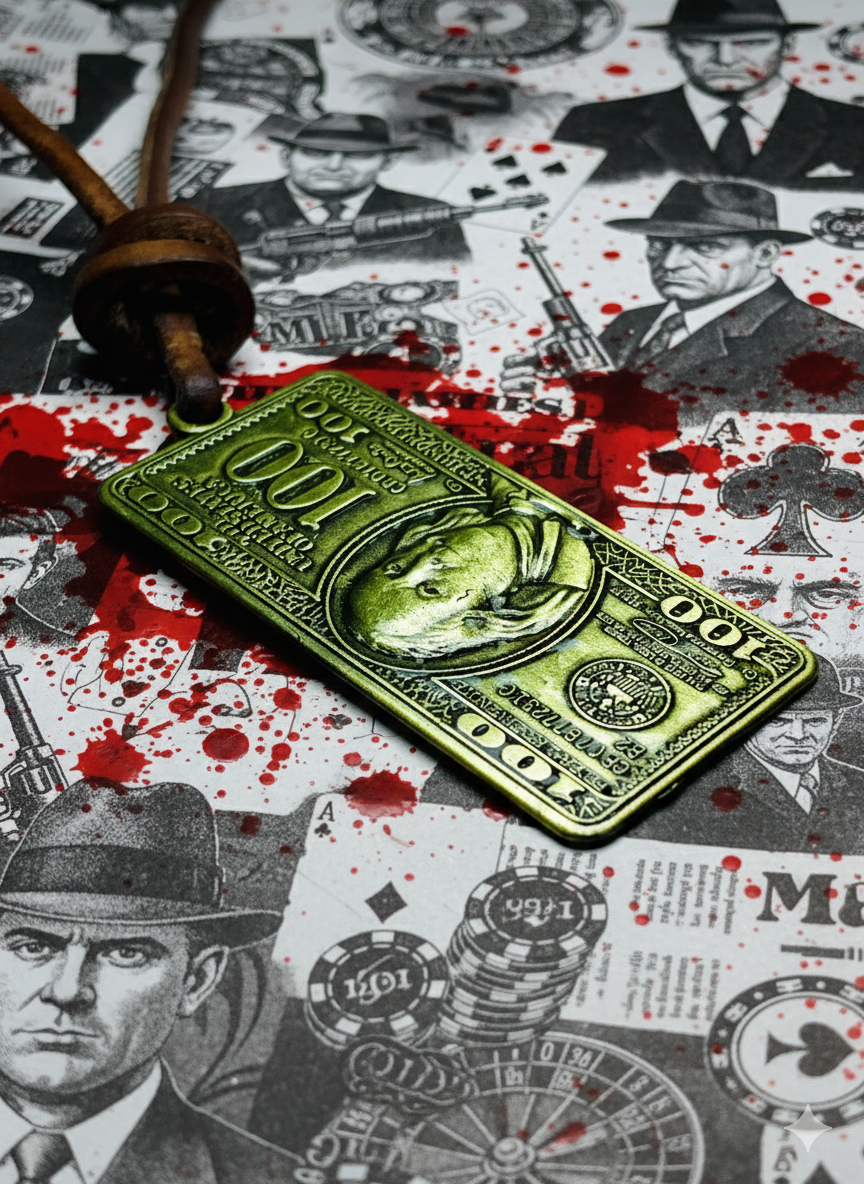 Money Maker $100 Bill Leather Necklace