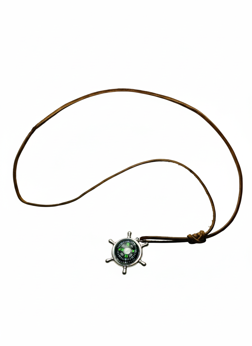 Navigator Compass Leather Necklace