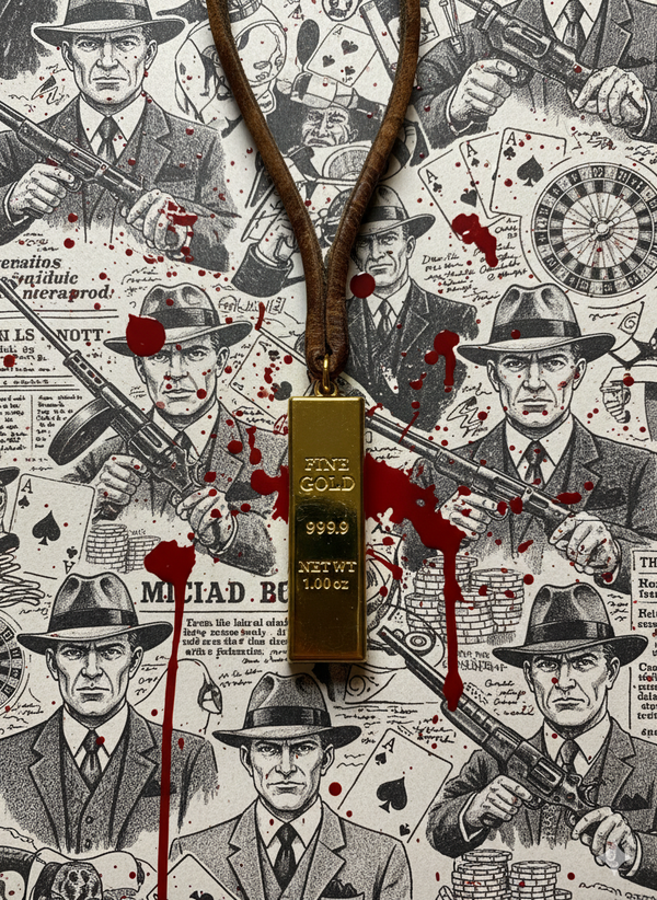 Golden Wealth Bar Leather Necklace