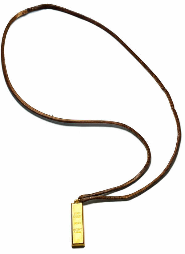 Golden Wealth Bar Leather Necklace